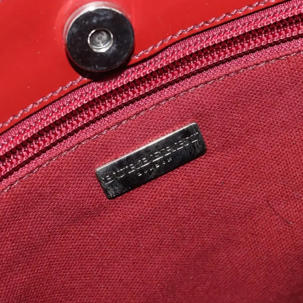 Burberry Denim Satchel with Red Cross and Beige Check Trim